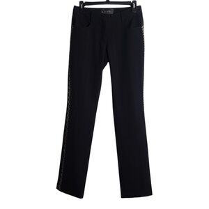 NICOLE MILLER Collection Wool Embroidered Pants in Black Size Small